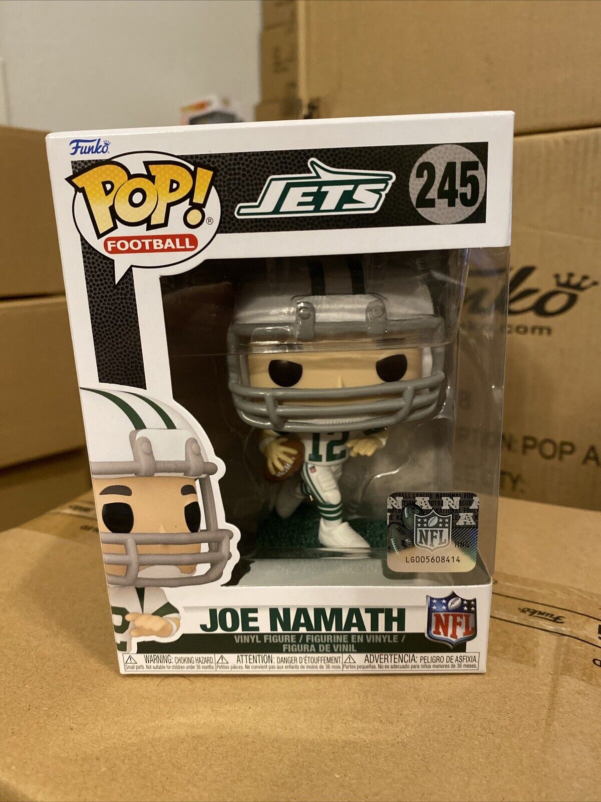 Funko Pop NFL Legends Jets Joe Namath Vinyl Figure #245 “Broadway Joe” Mint