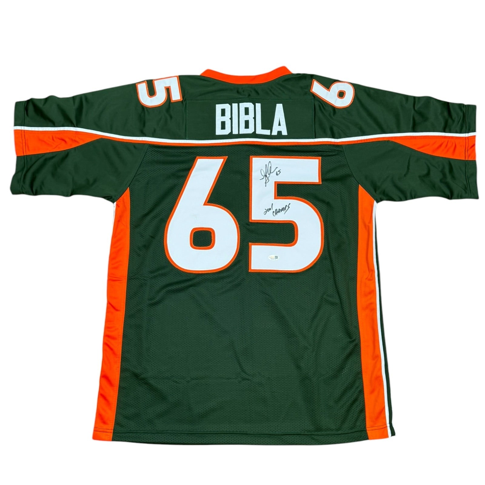 Martin Bibla Autographed Miami (Green #65) Custom Stitched Jersey - JSA
