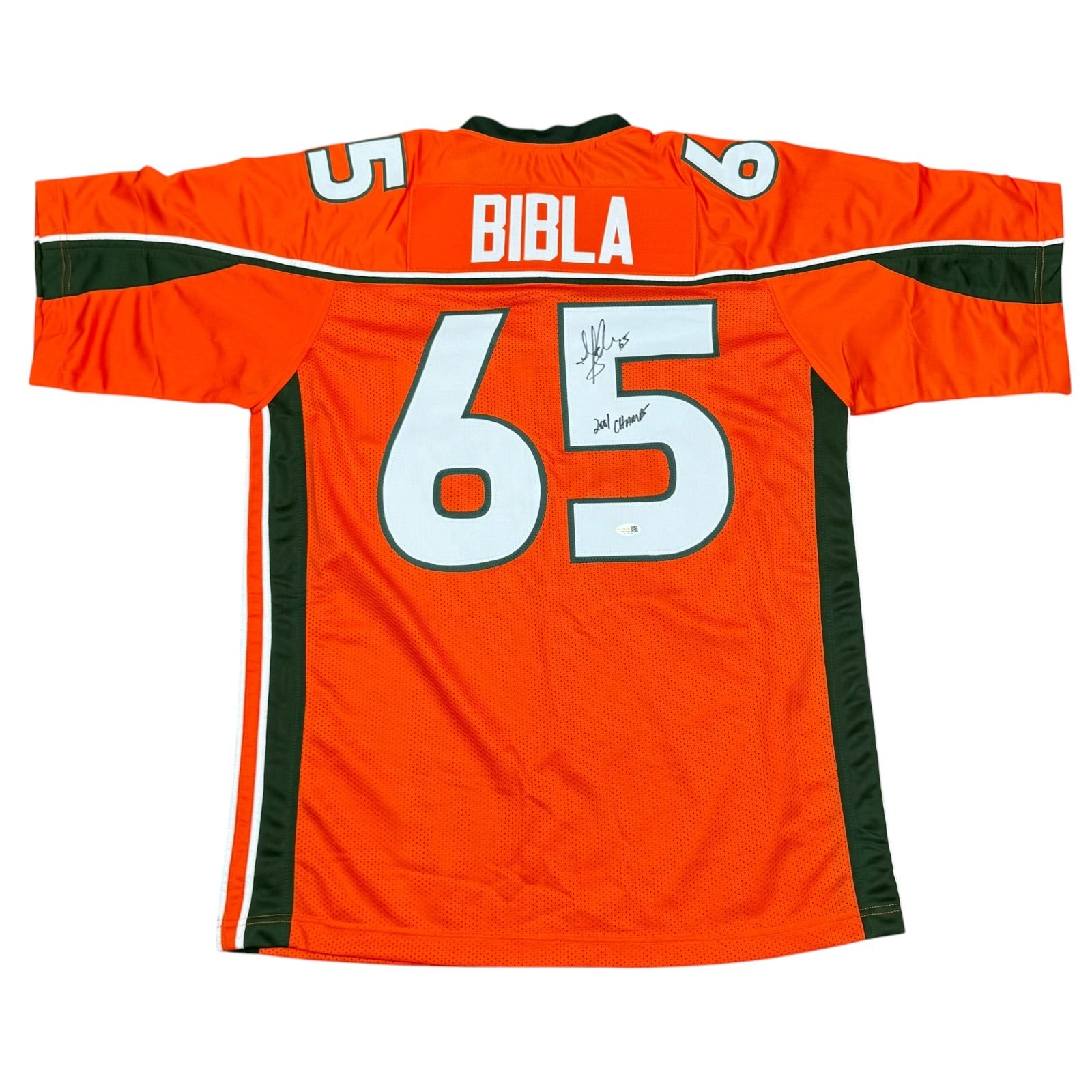 Martin Bibla Autographed Miami (Orange #65) Custom Stitched Jersey - JSA Martin Bibla Autographed Miami (Orange #65) Custom Stitched Jersey - JSA