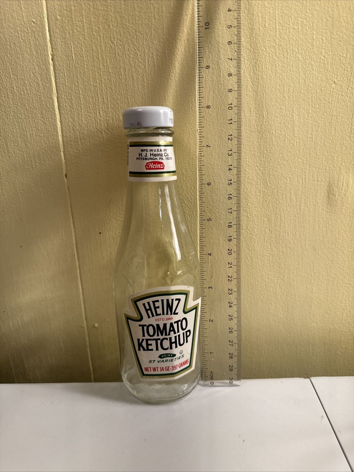 Vintage Heinz 57 tomato ketchup Glass Bottle 80s Empty Packaging