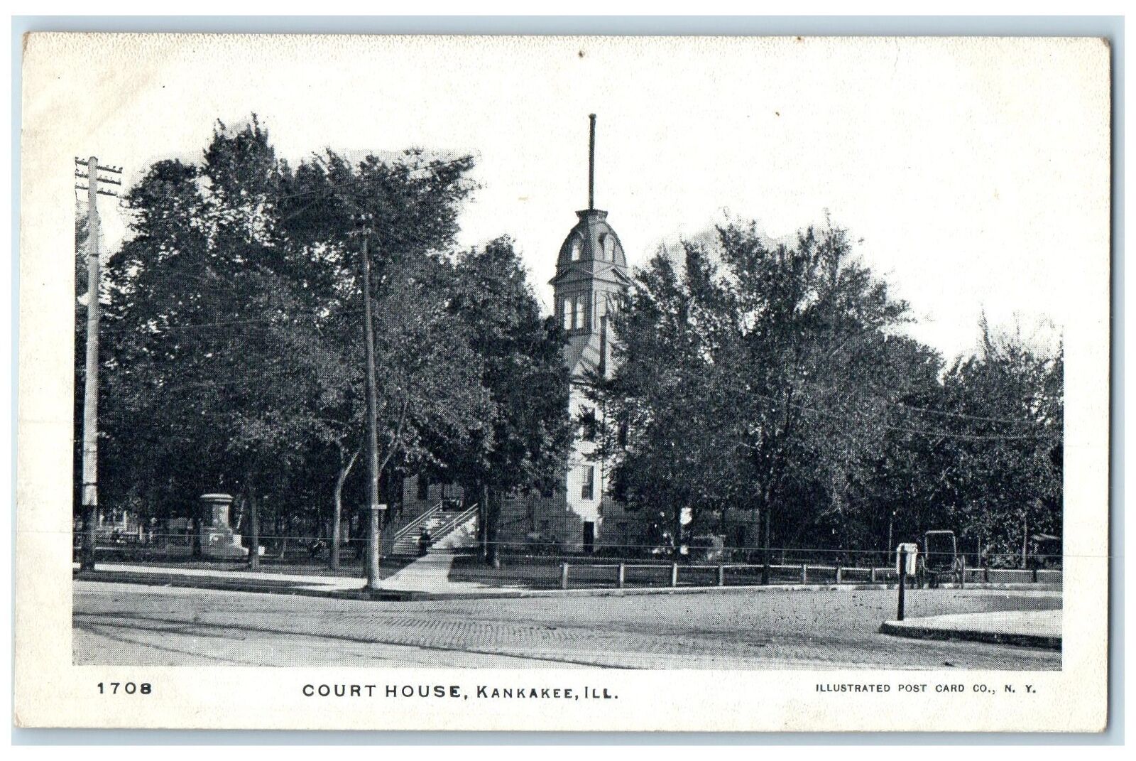 c1905 Court House Building Tower Stairs Entrance Kankakee Illinois IL Postcard