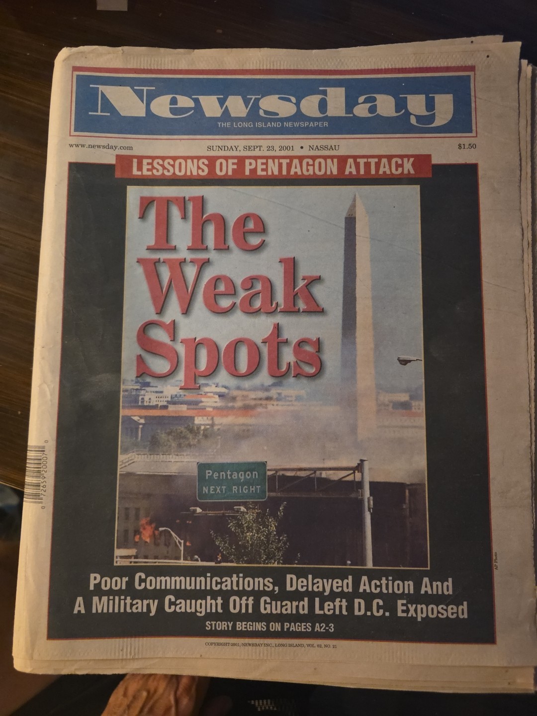 New York Newsday September 23rd 2001