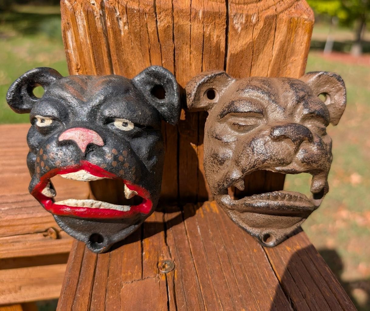 2 CAST IRON BULLDOG DOG WALL MOUNT SODA POP BEER BOTTLE OPENER BAR BARWARE 2 CAST IRON BULLDOG DOG WALL MOUNT SODA POP BEER BOTTLE OPENER BAR BARWARE
