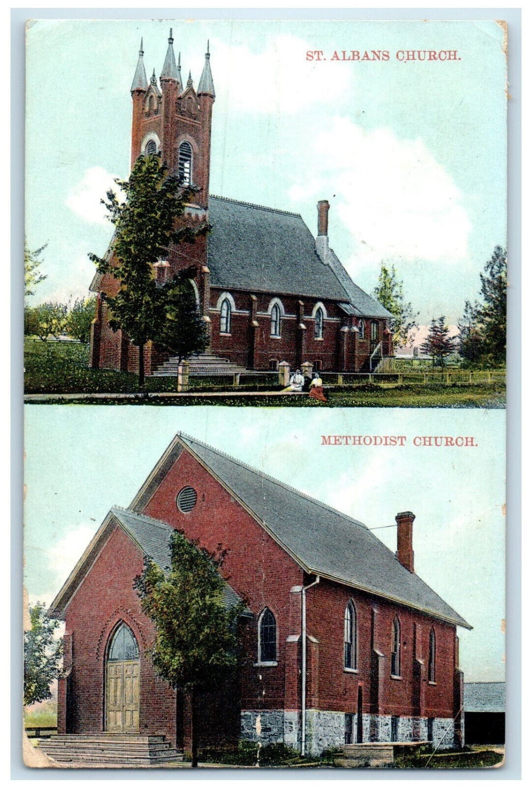 1908 St. Albans Church Methodist Church Multiview Canada Antique Postcard
