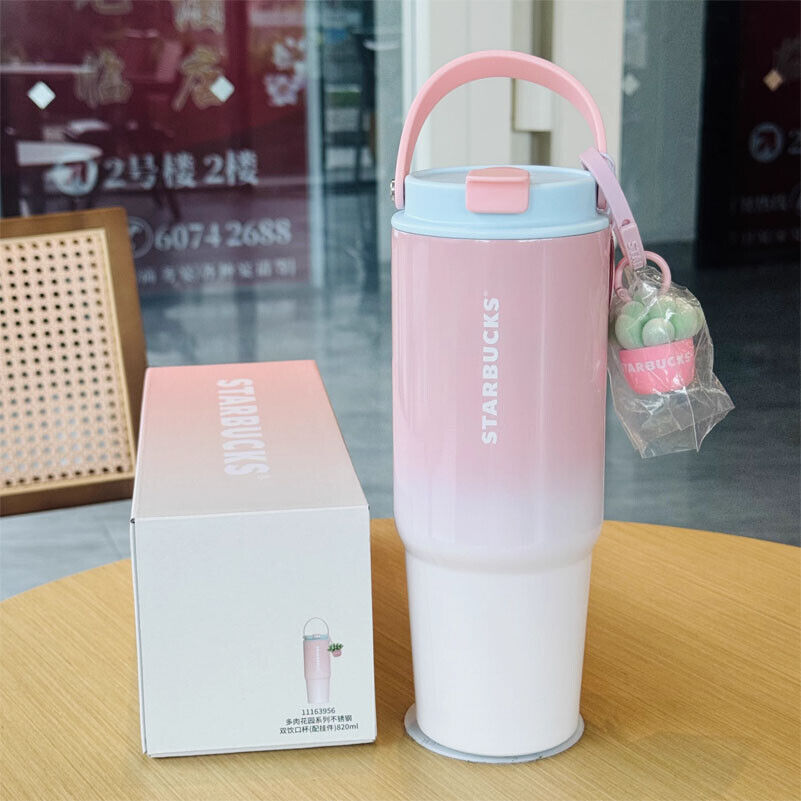 Authentic Starbucks China 2024 Summer Succulent Pink 28oz SS Tumbler W/ Keychain