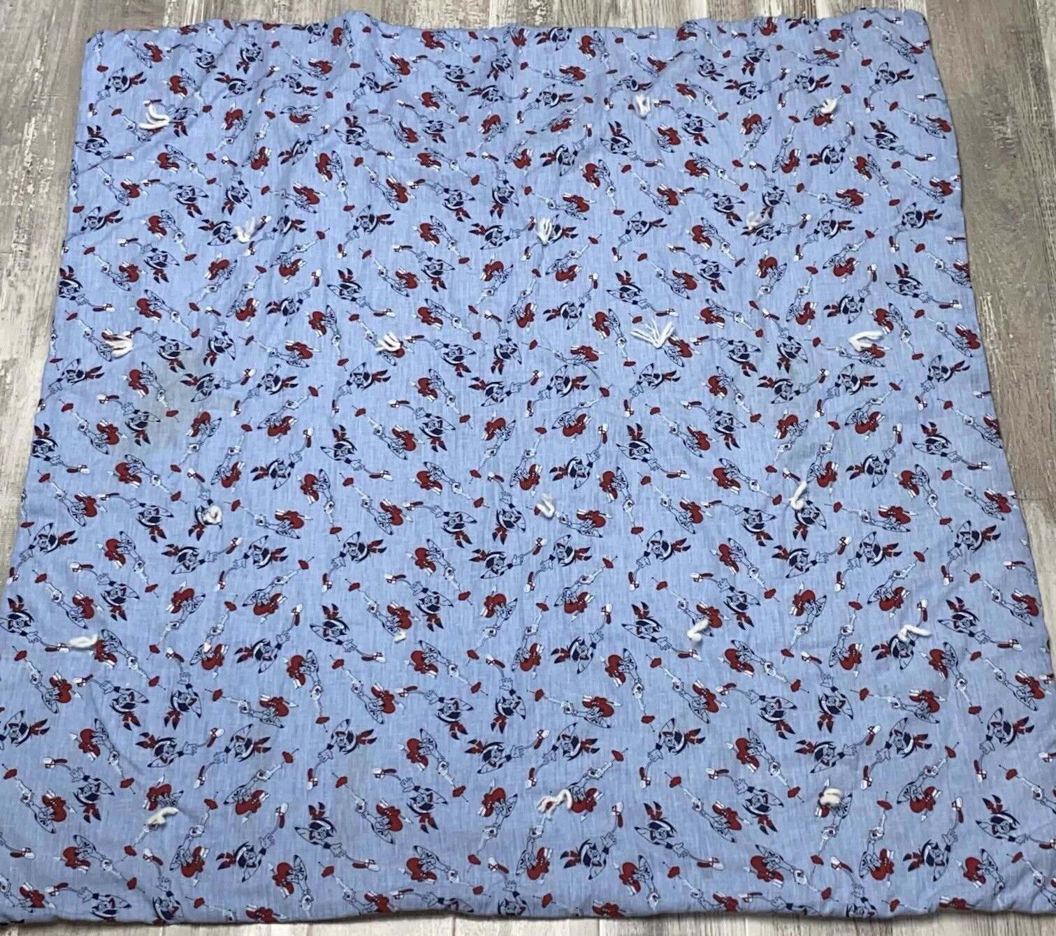 Rare Vtg 50's 60's Cowboys & Indians Western Baby Blanket Throw 42x40