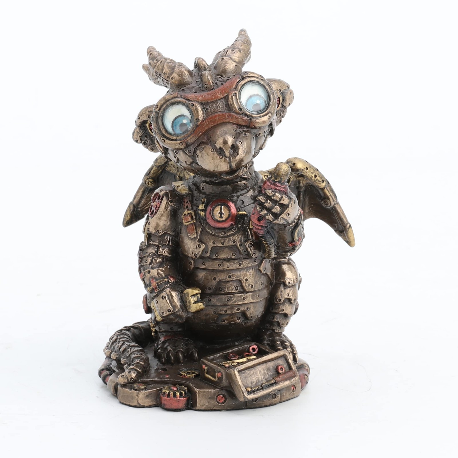 Veronese Design USI Steampunk Dragon Tinkerer w/Goggles Mechanical Gear Figurine