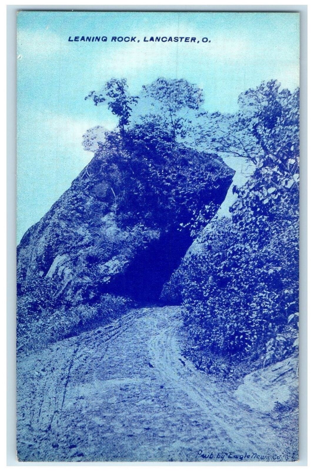 c1940\'s Leaning Rock Trees Scene Lancaster Ohio OH Unposted Vintage Postcard