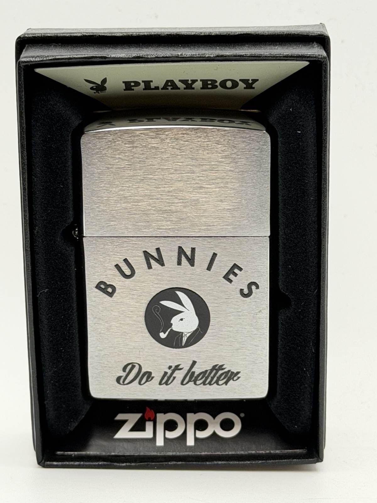Playboy Bunnies Do It Better Chrome Zippo Lighter NEW In Box Rare