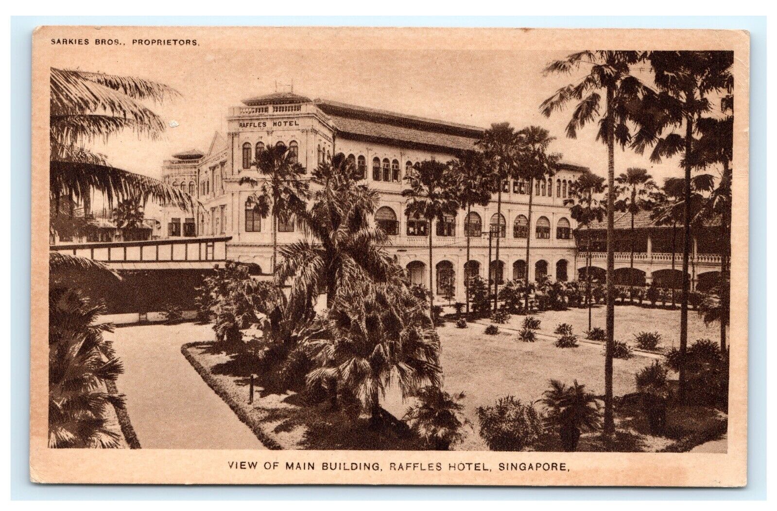 Main Building Raffles Hotel Singapore Sarkies Brothers Proprietors Postcard D2 