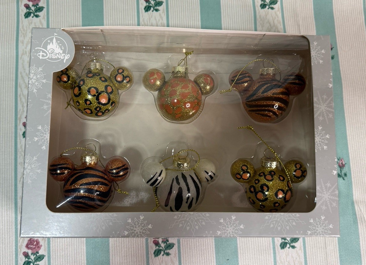 Disney Mickey Mouse Silhouette Animal Kingdom Baubles Set of 6 Ornaments RARE Disney Mickey Mouse Silhouette Animal Kingdom Baubles Set of 6 Ornaments RARE