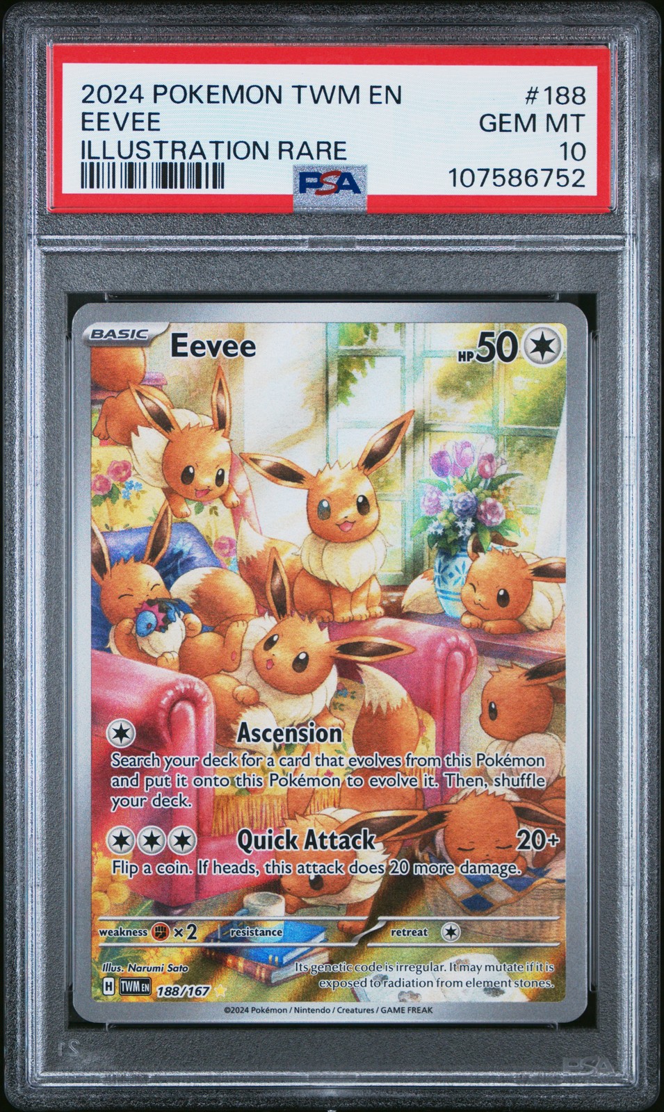 Eevee 188/167 PSA 10 Twilight Masquerade Pokemon TCG
