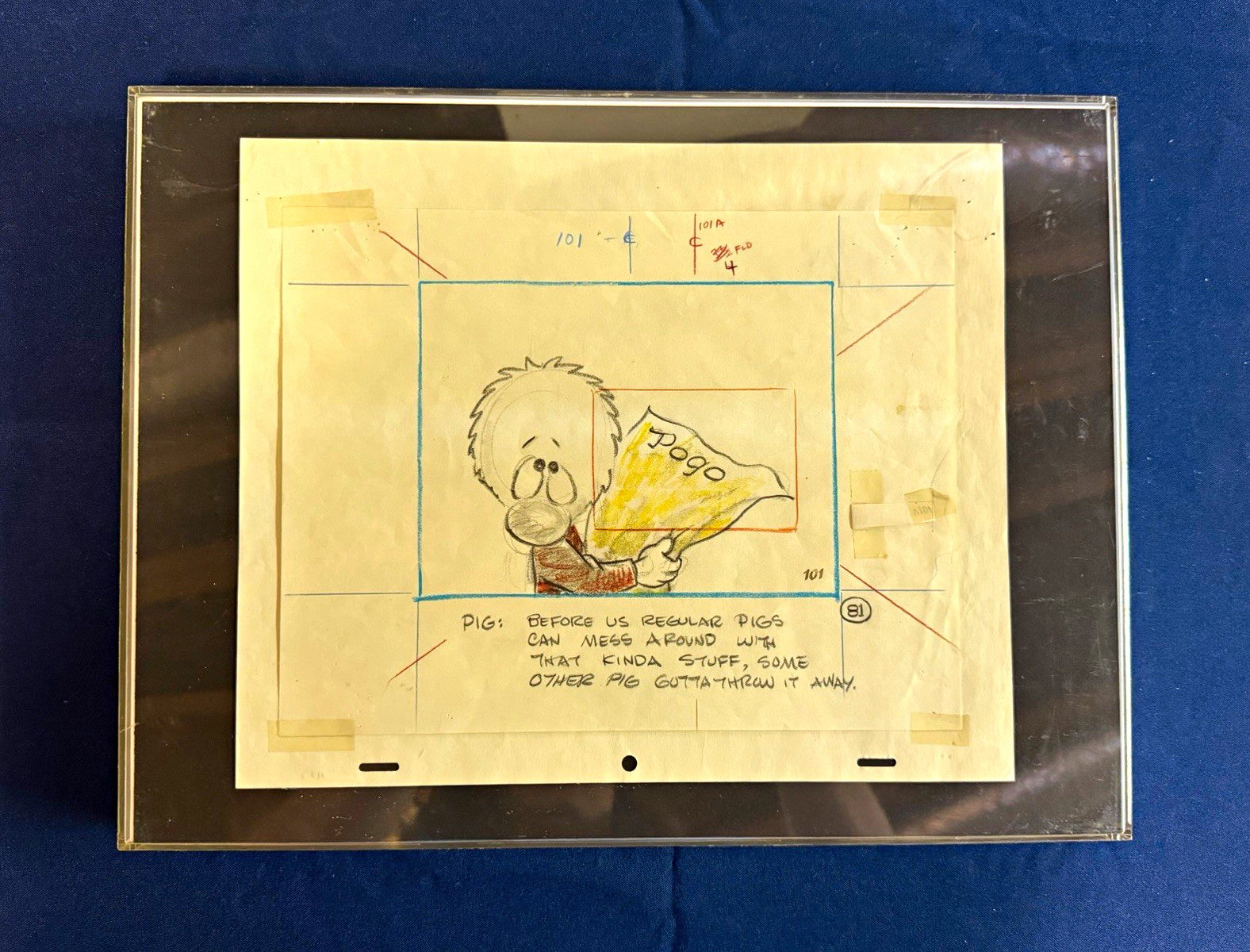 Walt Kelly Pogo ORIGINAL Storyboard Drawing Framed 1972 Walt Kelly Pogo ORIGINAL Storyboard Drawing Framed 1972