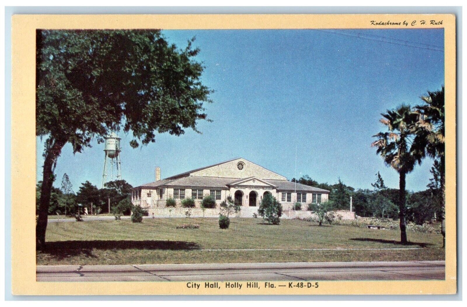 c1960 City Hall Exterior Building Holly Hill Florida FL Vintage Antique Postcard
