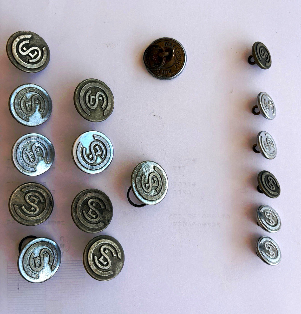 Lot of 16 Vintage Chicago Surface Lines CSL Uniform Buttons - Waterbury Button C Lot of 16 Vintage Chicago Surface Lines CSL Uniform Buttons - Waterbury Button C