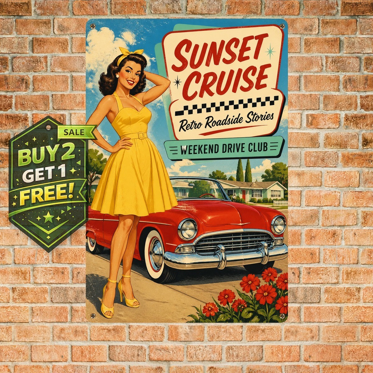 Vintage Style Retro Girl Home Decor Metal Tin Sign 8x12