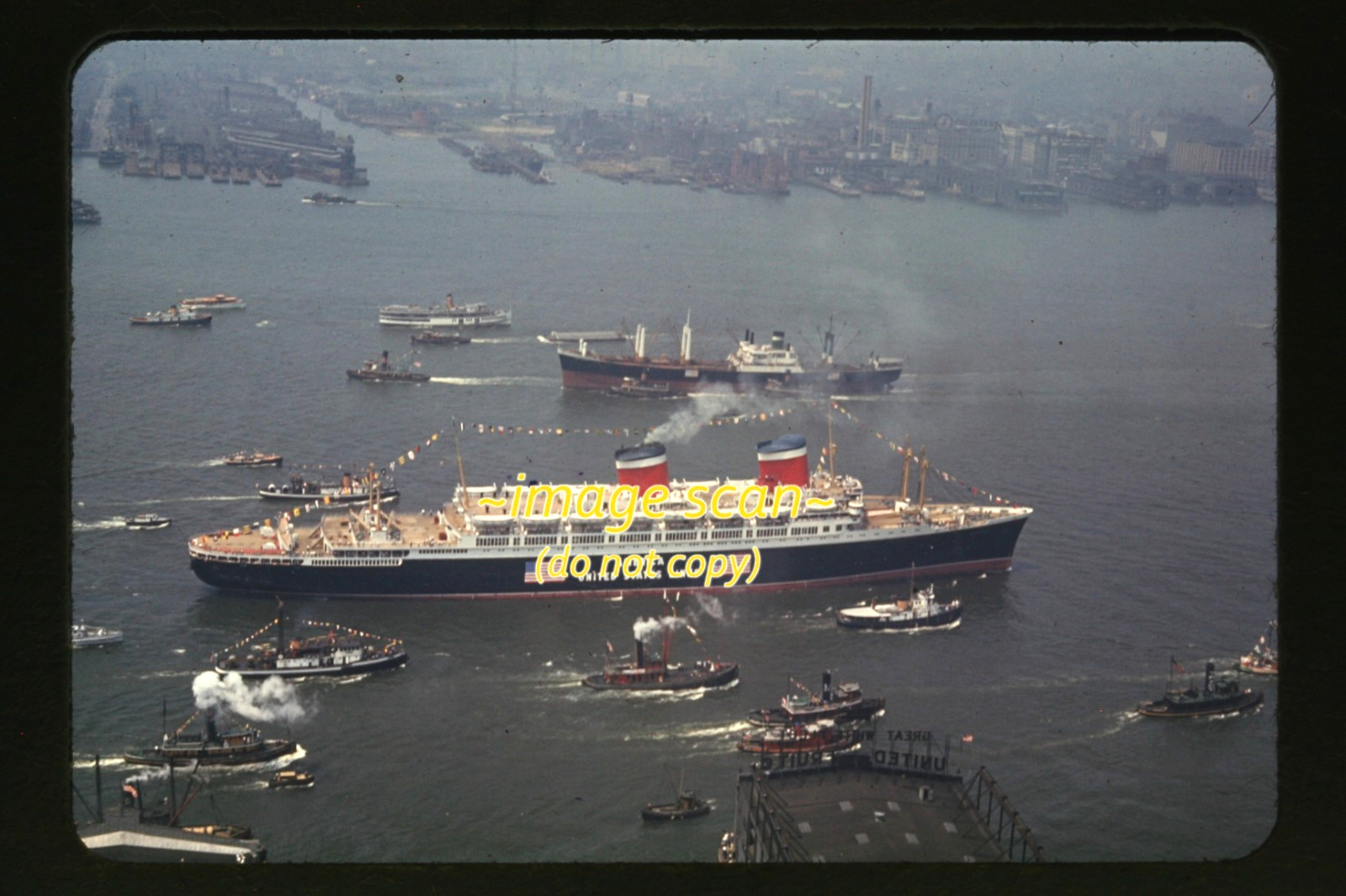 Early 1940s Kodachrome Slide of SS America Ocean Liner Ship at NYC in 1940