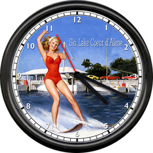 Water Ski Lake Coeur d\'Alene Cd\'A Idaho Spokane River Couer Beach Wall Clock