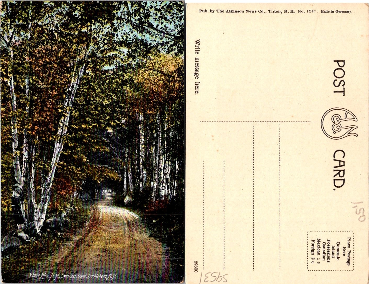 Bethlehem, NH White Mountains Swazey Lane Natural Scenery Postcard 59531 Bethlehem, NH White Mountains Swazey Lane Natural Scenery Postcard 59531