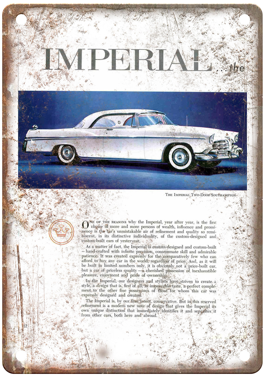 1956 Chrysler Imperial Vintage Auto Ad Retro Look Metal Sign AM4478 1956 Chrysler Imperial Vintage Auto Ad Retro Look Metal Sign AM4478