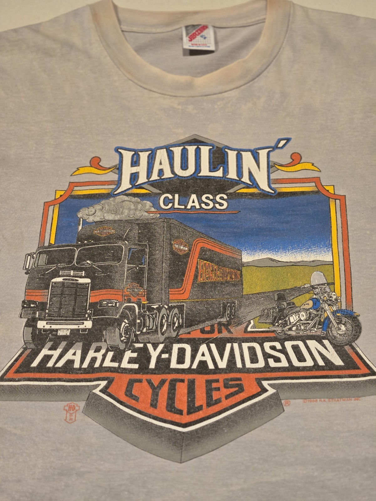 Men\'s Vintage 1988 Harley Davidson 3d Emblem T-shirt Size XL