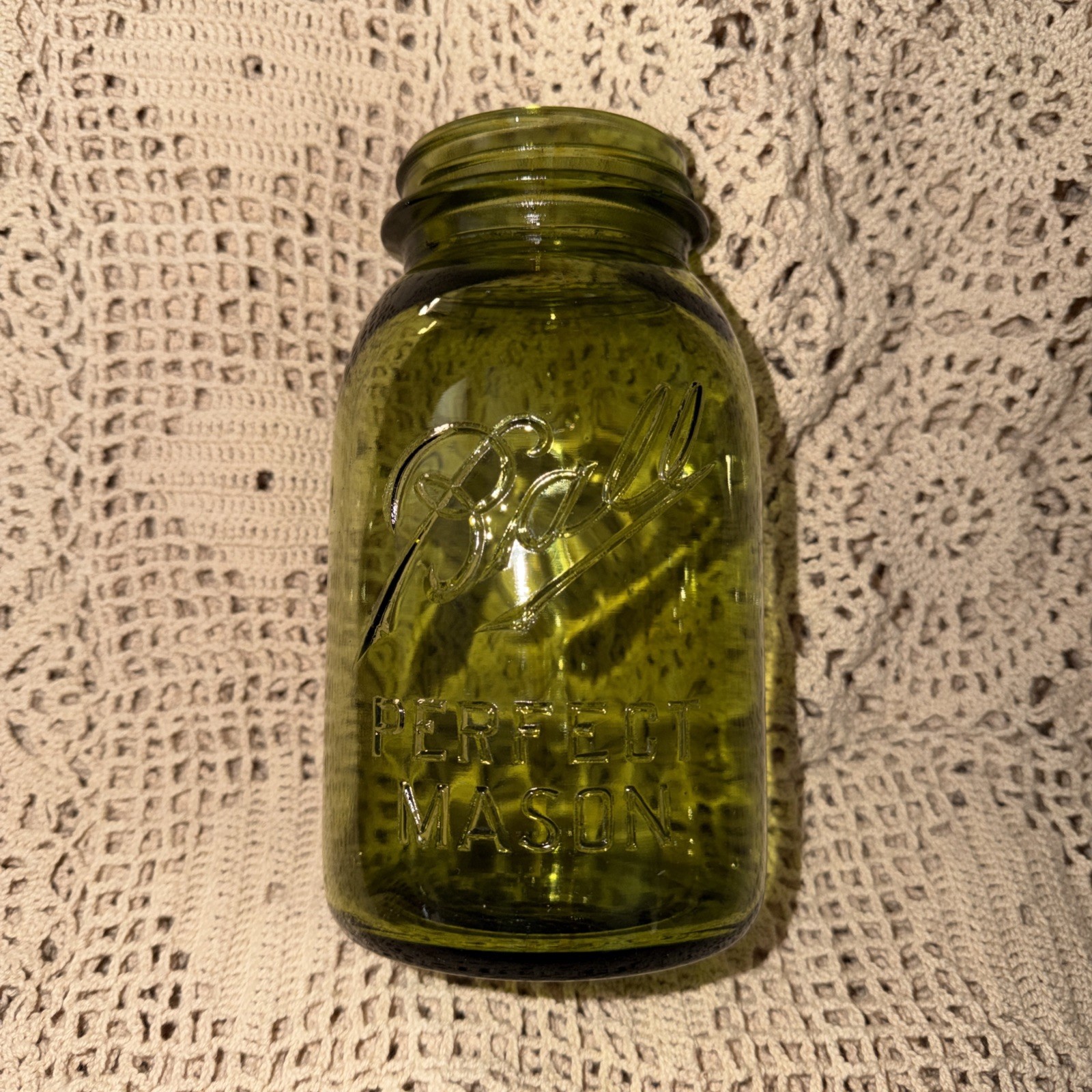 Olive Amber Ball Perfect mason jar Quart Rare