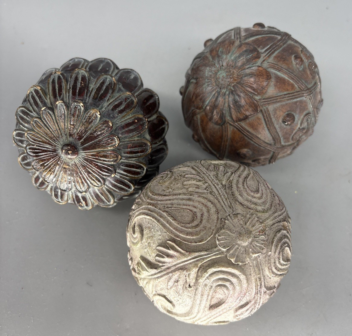 Vintage 3 textured unusual Decorative Orbs