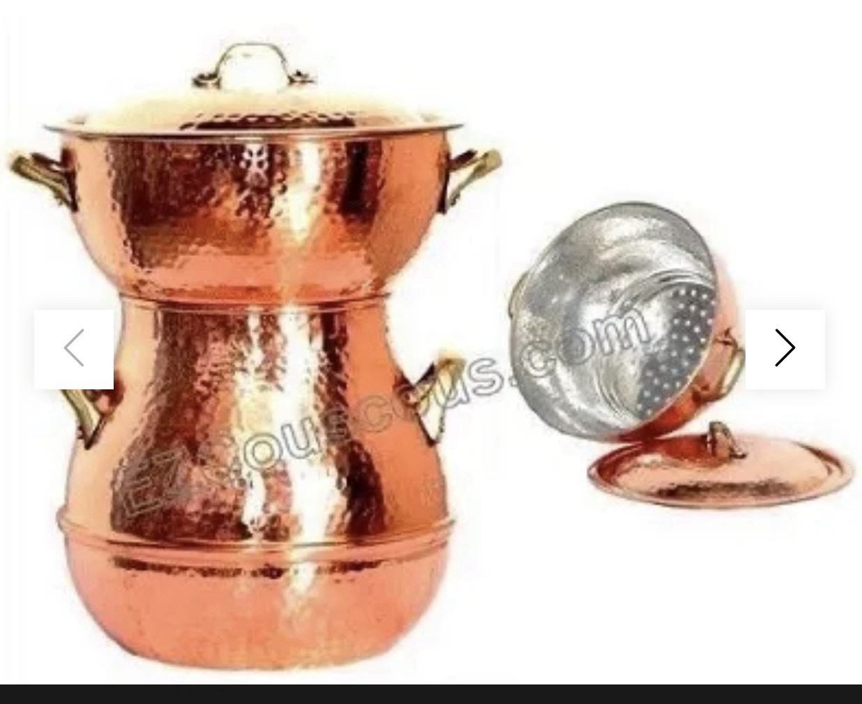 Hand Made Copper Couscous Pot And Steamer Set - Small