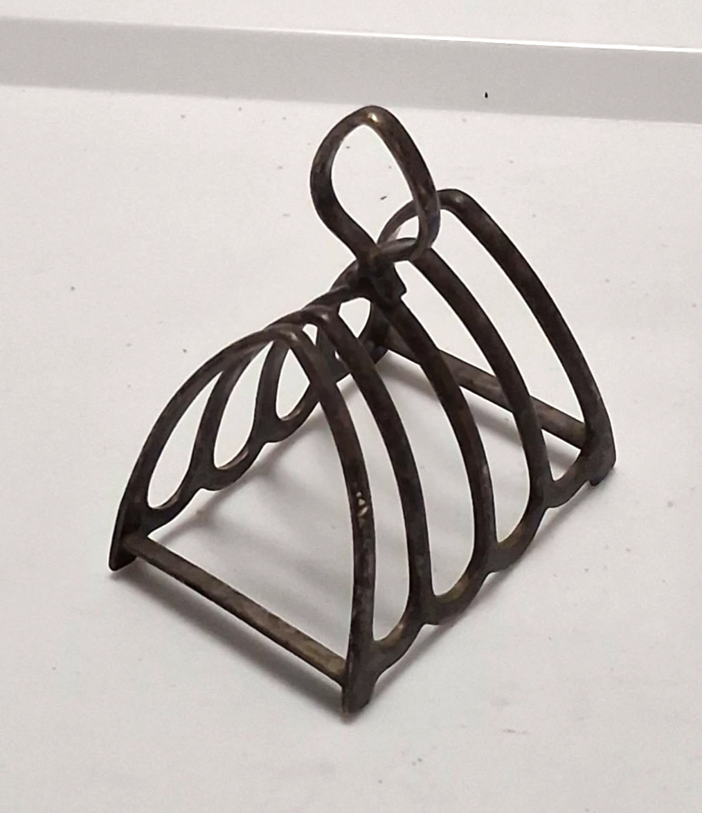 toast or business card holder? antique silver plated England lot sb5