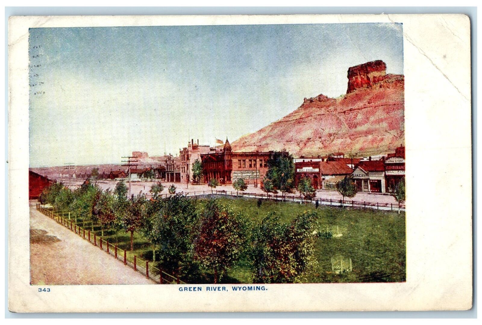 1910 Rock Castle Buildings Aerial View Green River Wyoming WY Posted Postcard