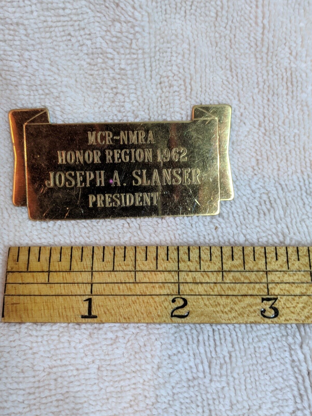 Vintage  NMRA HONOR REGION 1962 PRESIDENT Button RIBBON GOLD