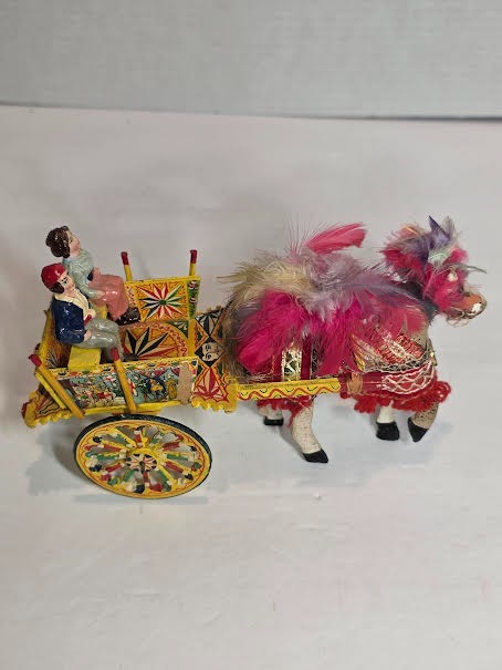 Vintage Italian Sicilian Folk Art Miniature Cerrito Horse Cart and People Vintage Italian Sicilian Folk Art Miniature Cerrito Horse Cart and People