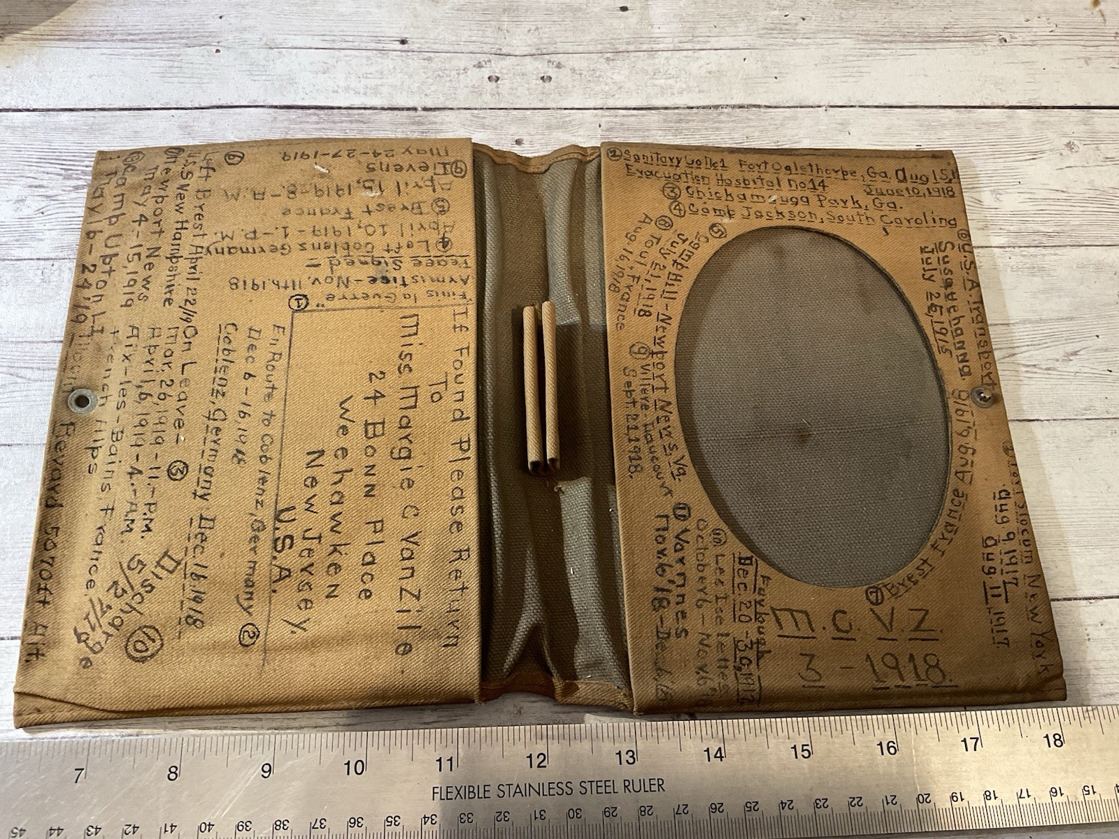 ID’D WWI AEF POCKET CASE / JOURNAL EVACUATION HOSPITAL 14 LES ISLETTES ARGONNE ID’D WWI AEF POCKET CASE / JOURNAL EVACUATION HOSPITAL 14 LES ISLETTES ARGONNE