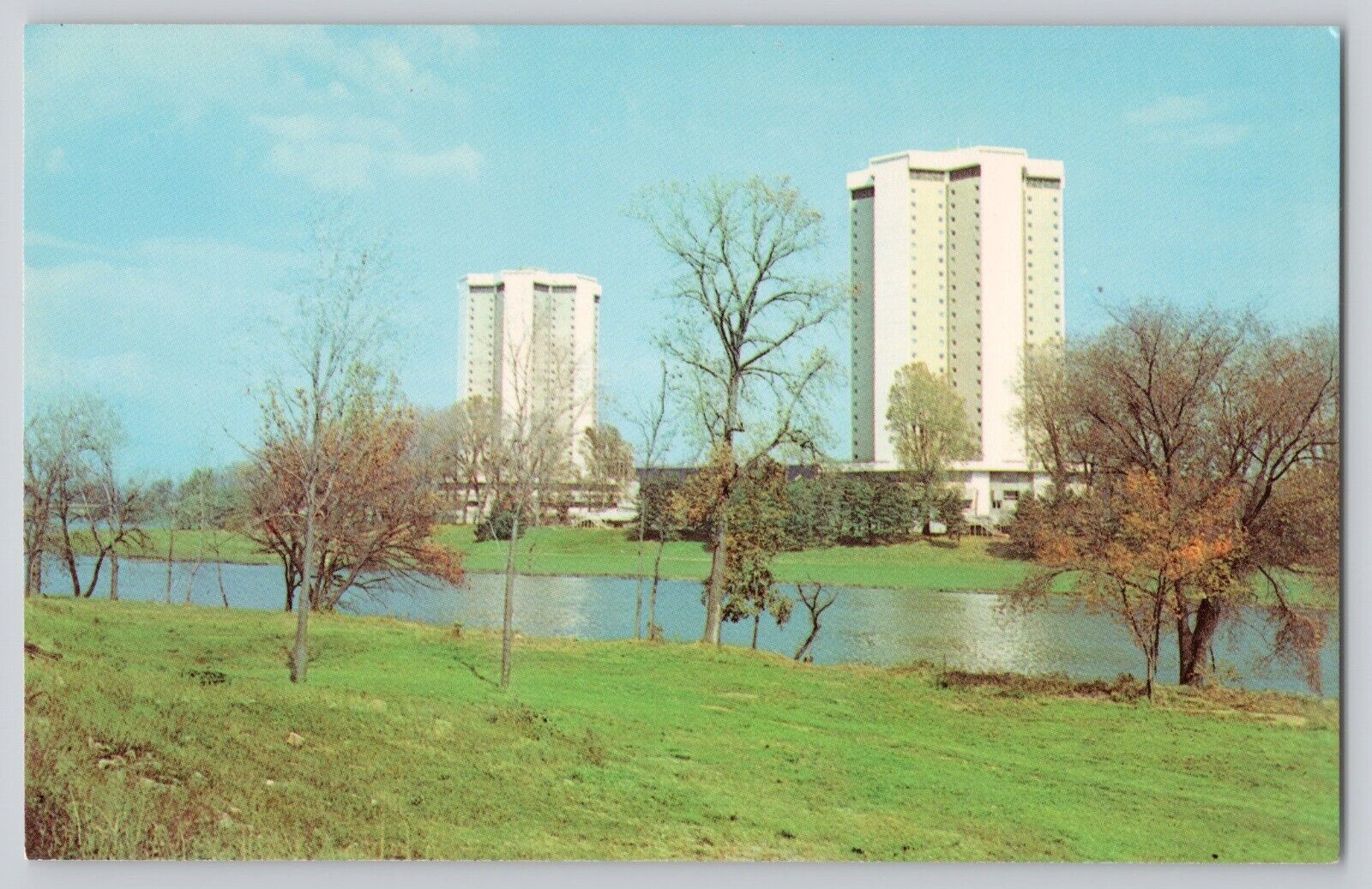 Lincoln and Morrill Twin Towers Columbus Ohio OSU Chrome Postcard 1960s
