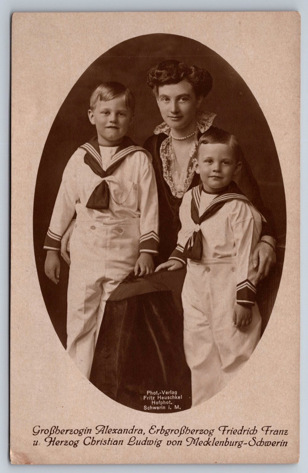 Mecklenburg-Schwerin Royal Family RPPC Grand Duchess Alexandra & Sons 1900s