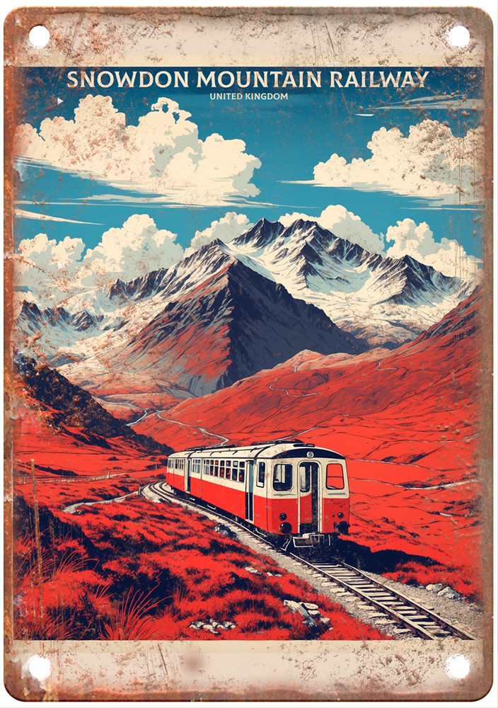 Snowdon Mountain Railway United Kingdom Retro Travel Poster Metal Sign T3608 Snowdon Mountain Railway United Kingdom Retro Travel Poster Metal Sign T3608