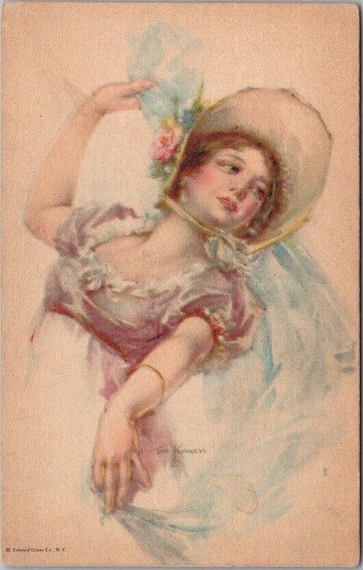 c1910s GIBSON Pretty Lady Postcard Artist-Signed \