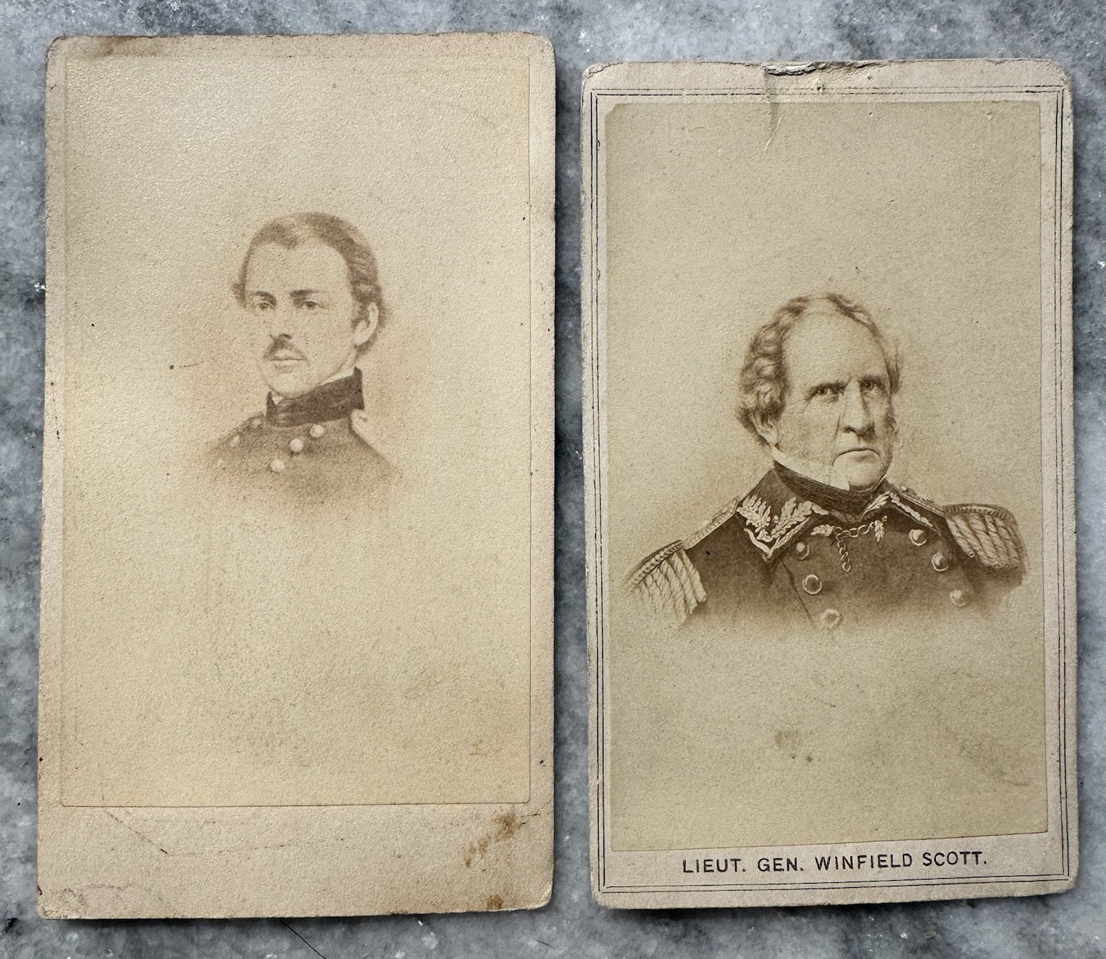 Two Original 1860s CDV General Sprague & Winfield Scott Civil War Soldier Photo