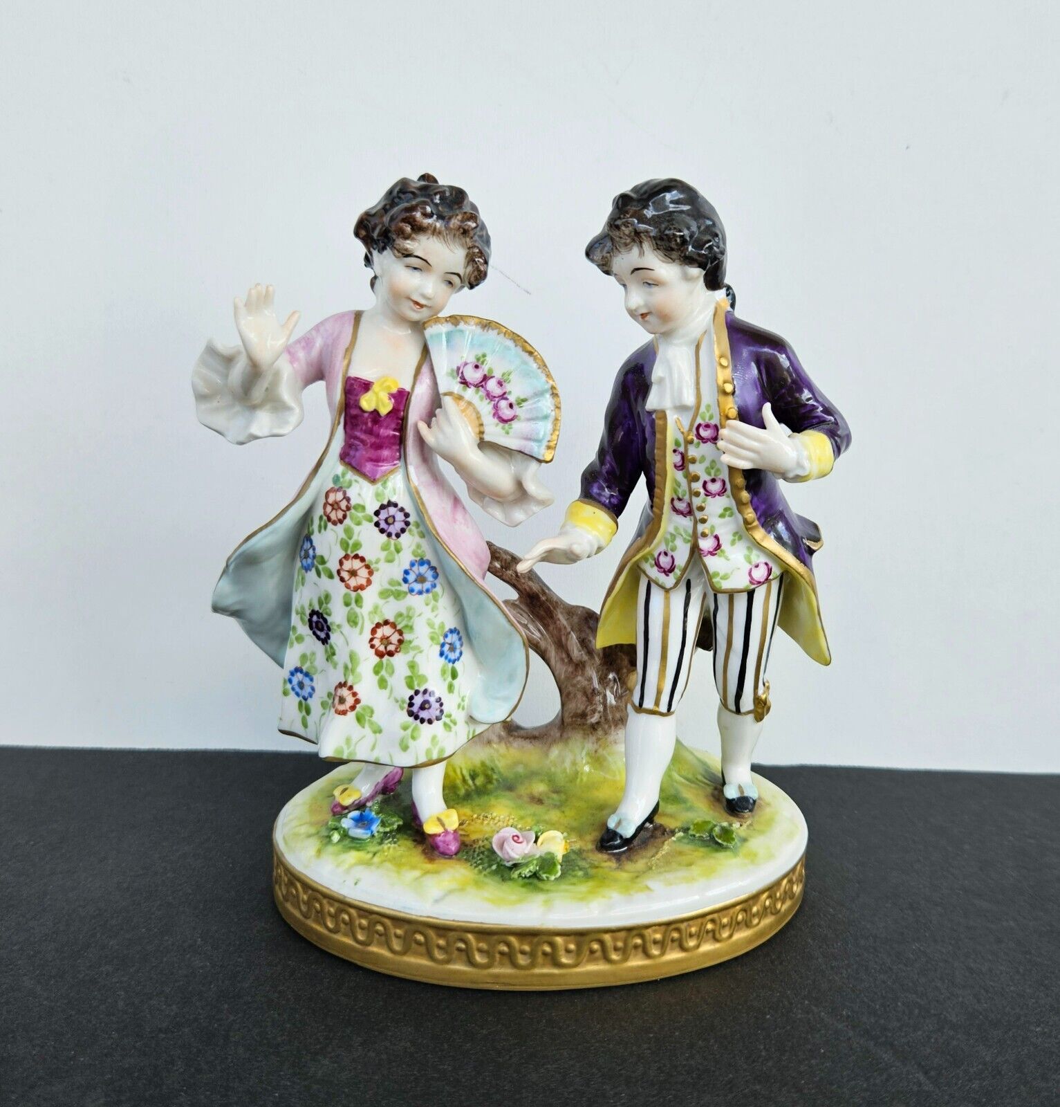 Antique Volkstedt Porcelain Figurine Gallant Couple 1945 Germany