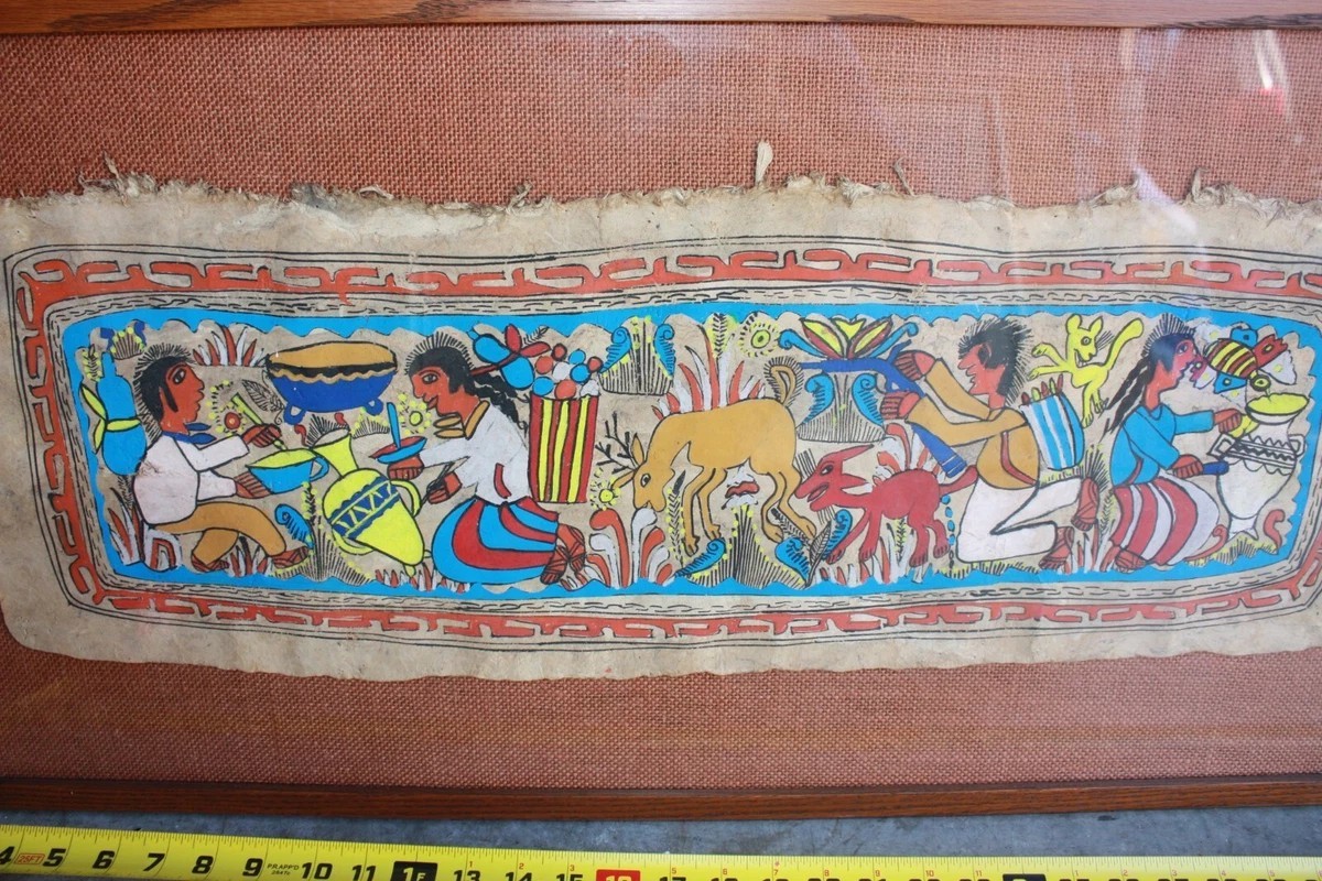 Vintage Indigenous Mexican Amate Painting