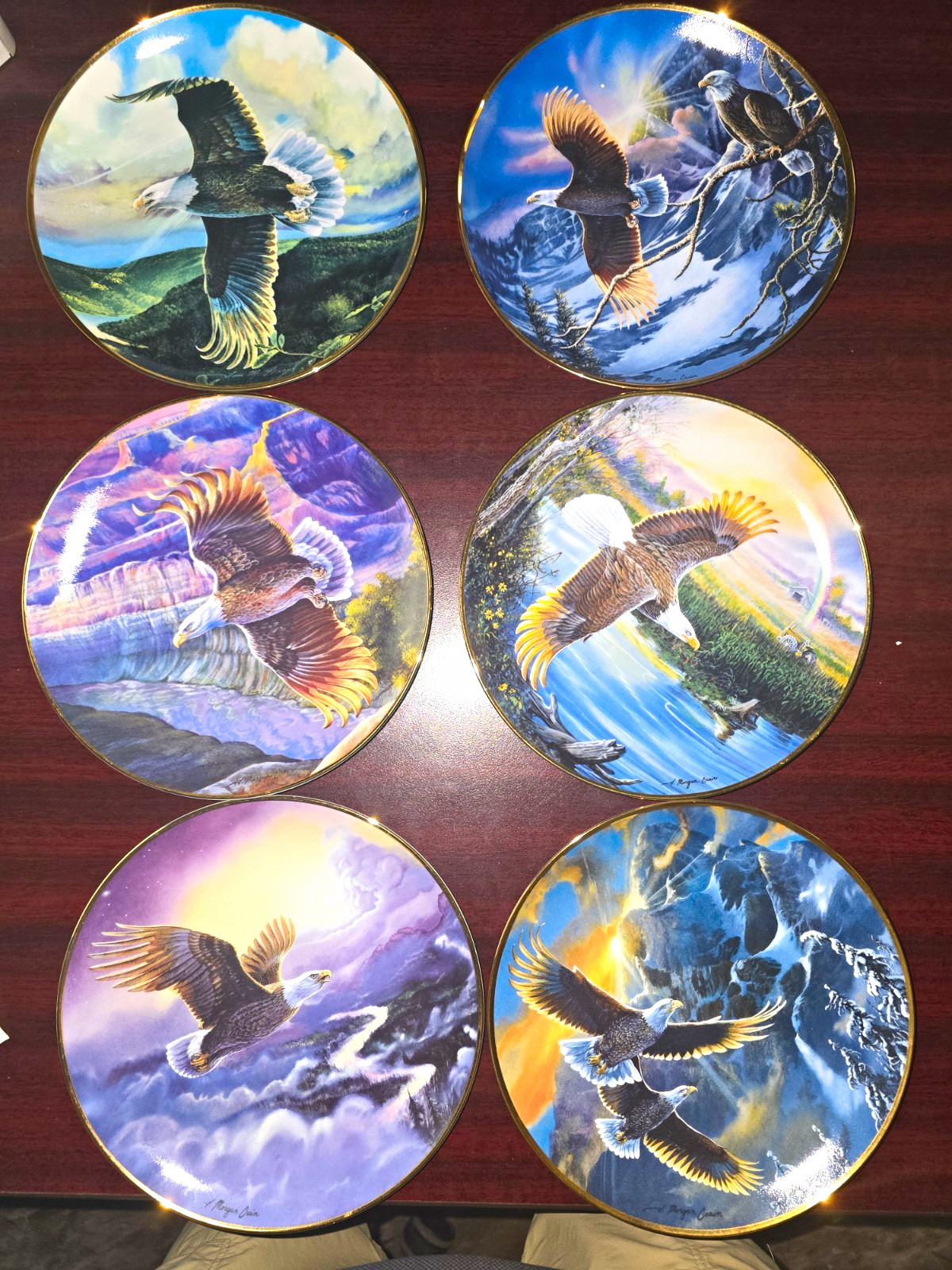 The Franklin Mint Int’l Wildlife Coalition Set of 6 Porcelain Eagle Plates