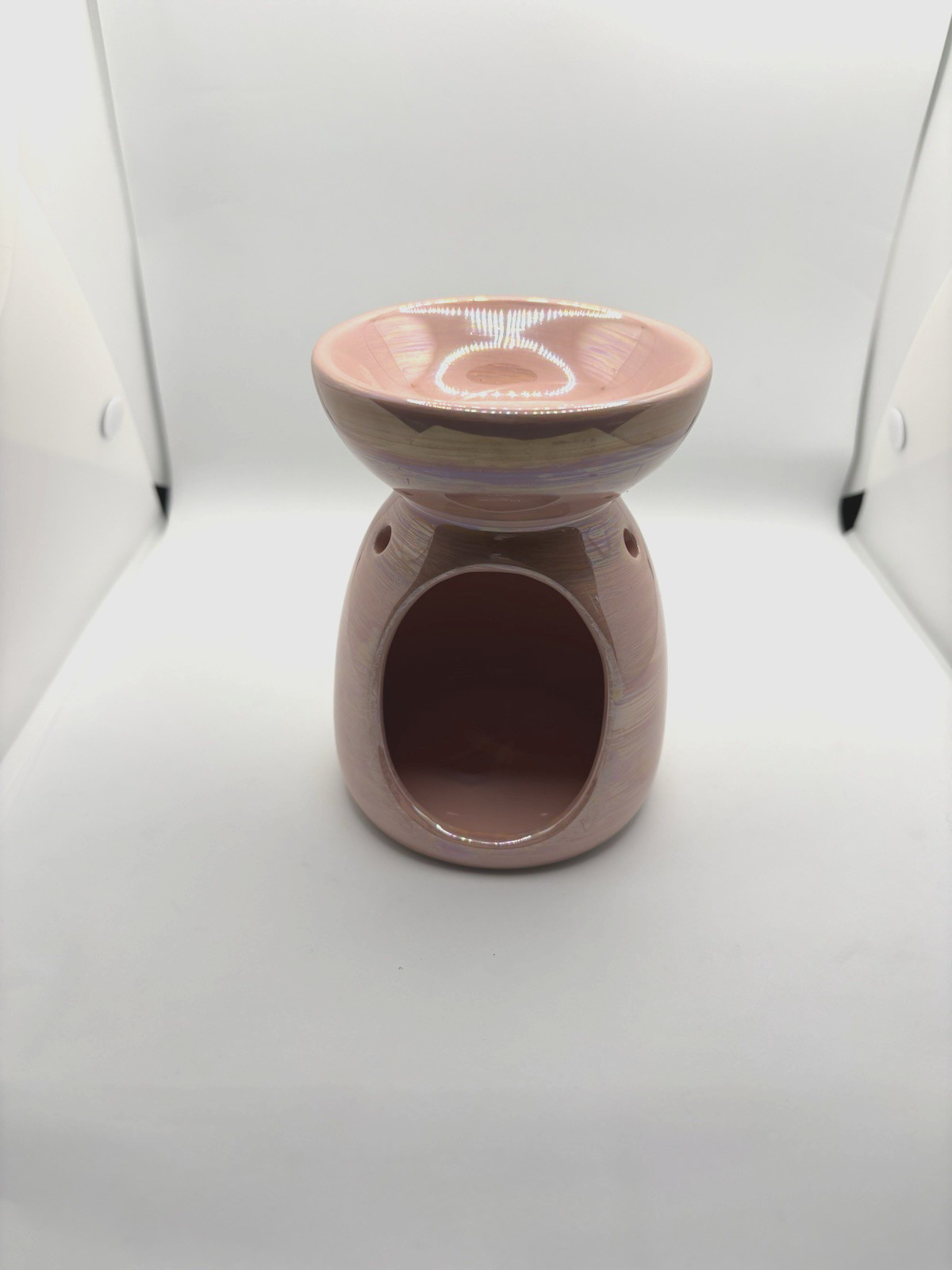 Pink Iridescent Ceramic Tealight Wax Warmer Melt Burner Shimmer Glaze Cute Decor
