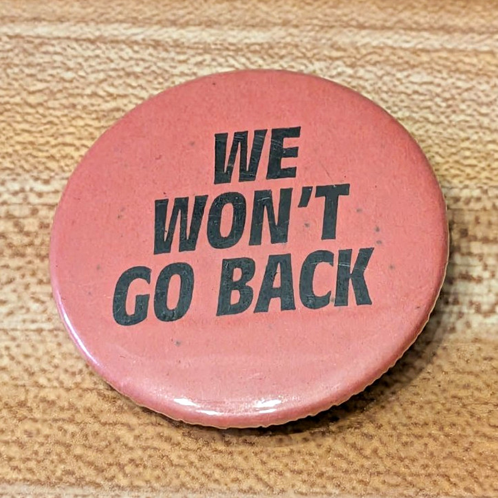 Vintage We Won't Go Back Pinback Button Civil Rights Protest Political Pin Vintage We Won't Go Back Pinback Button Civil Rights Protest Political Pin