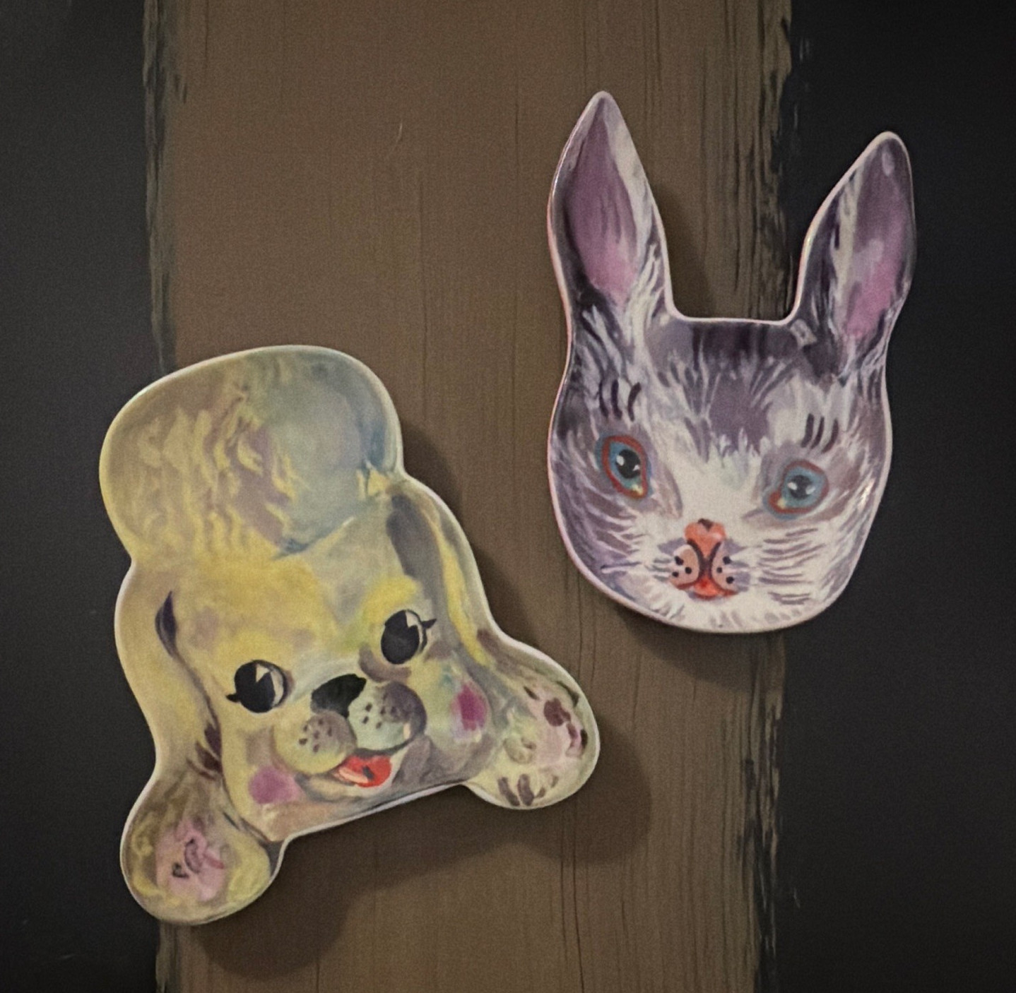 Nathalie Lete special edition dog&rabbit ceramic dishes, Lot of 2