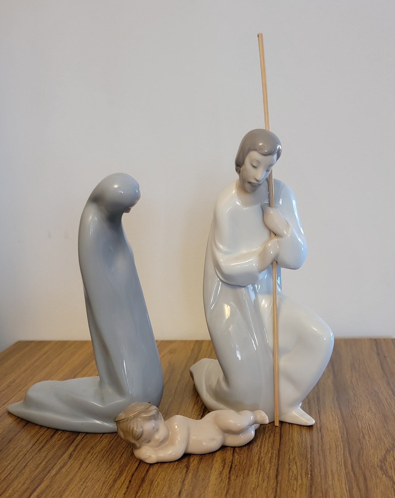 SIGNED LLADRO 3 PC CHRISTMAS NATIVITY SET JOSEPH 4535  MARY 4534  JESUS 4535