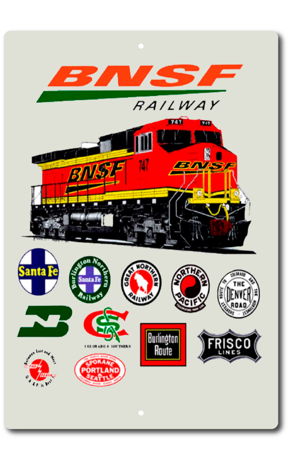 Railroad BNSF Train Collector  Sign Tin Vintage Look Garage Bar Decor