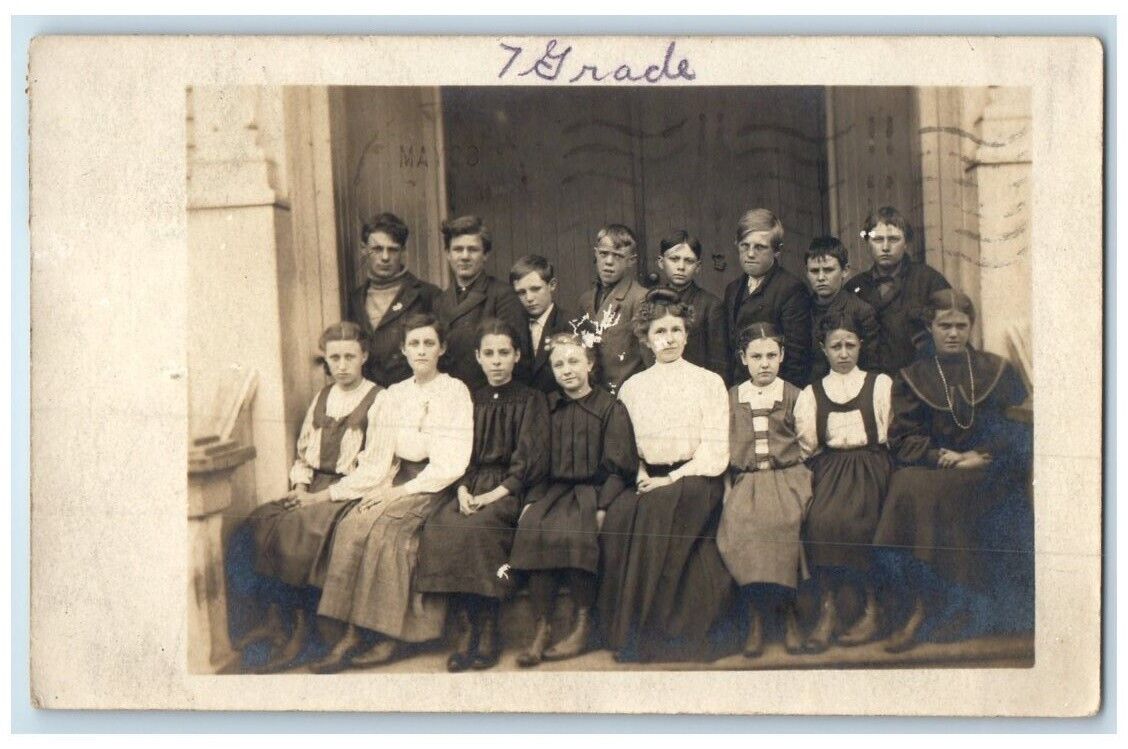 c1910's Grade School Students Teacher Fontanelle Iowa IA RPPC Photo Postcard