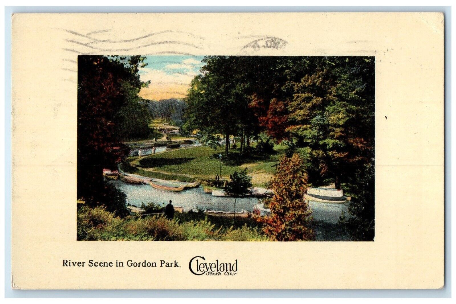 1914 Scenic View Boats River Scene Gordon Park Cleveland Ohio OH Posted Postcard