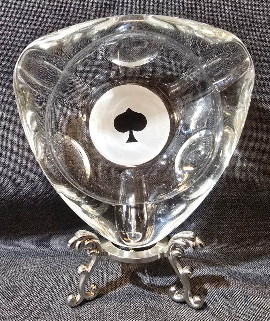 Vintage 1960s French France Reims Spade Poker Card Game Crystal Ashtray Vintage 1960s French France Reims Spade Poker Card Game Crystal Ashtray