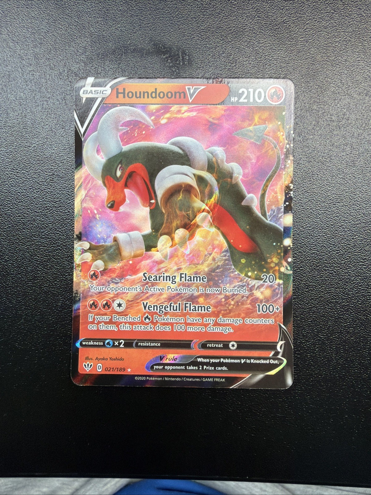 Houndoom V 021/189 - Darkness Ablaze NM Ultra Rare Full Art Pokemon Card Houndoom V 021/189 - Darkness Ablaze NM Ultra Rare Full Art Pokemon Card